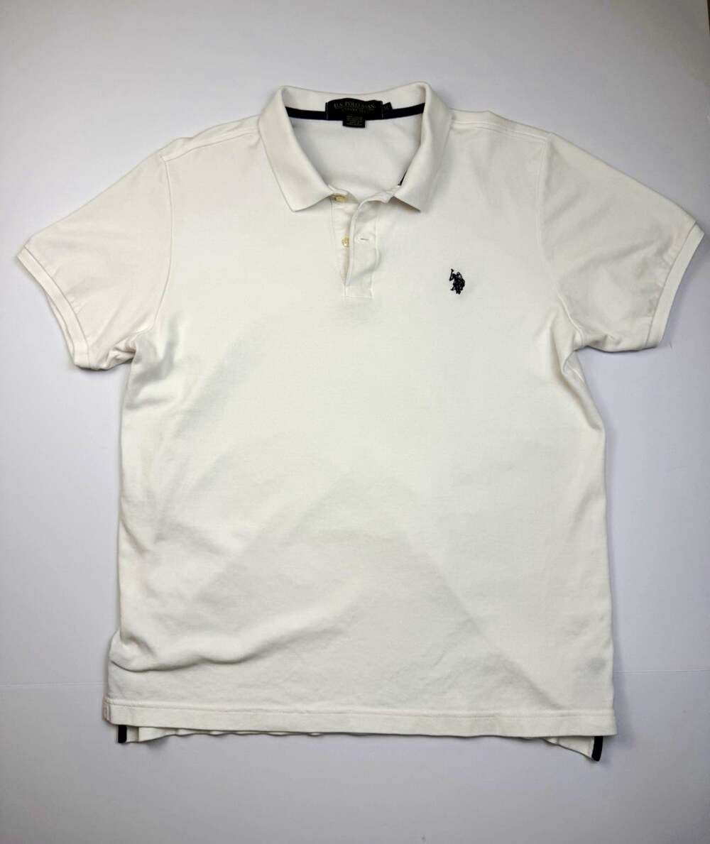 U.S. Polo Assn. Luxury Feel Men’s Polo Shirt M White Cotton Knit Logo Golf